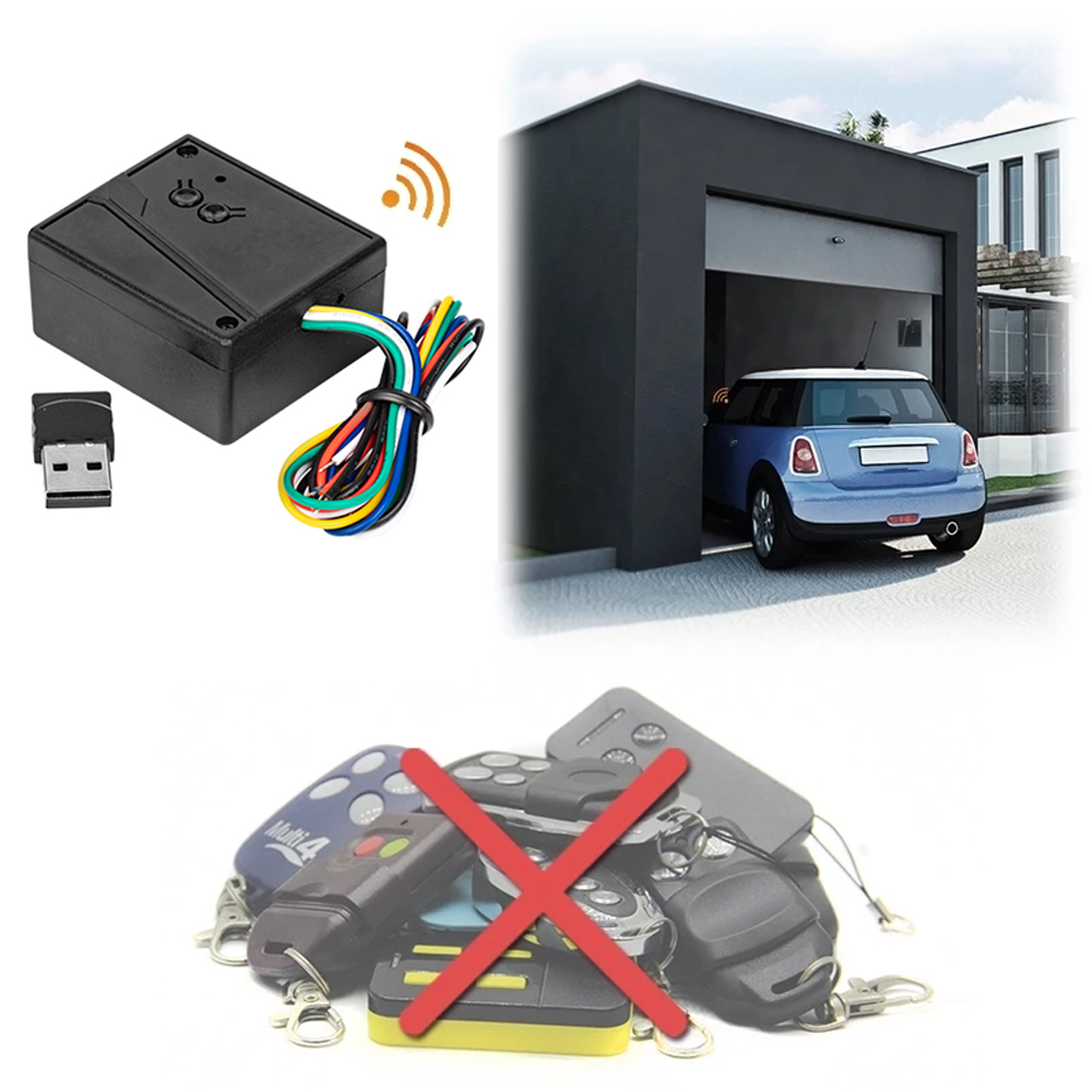 Wireless Door Sensor - Universal รถไร้สายเครื่องส่งสัญญาณและตัวรับสัญญาณรีโมทคอนโทรลโรงรถเปิดประตูตัวรับสัญญาณ2.4G การเชื่อมต่อบลูทูธ USB Sensor