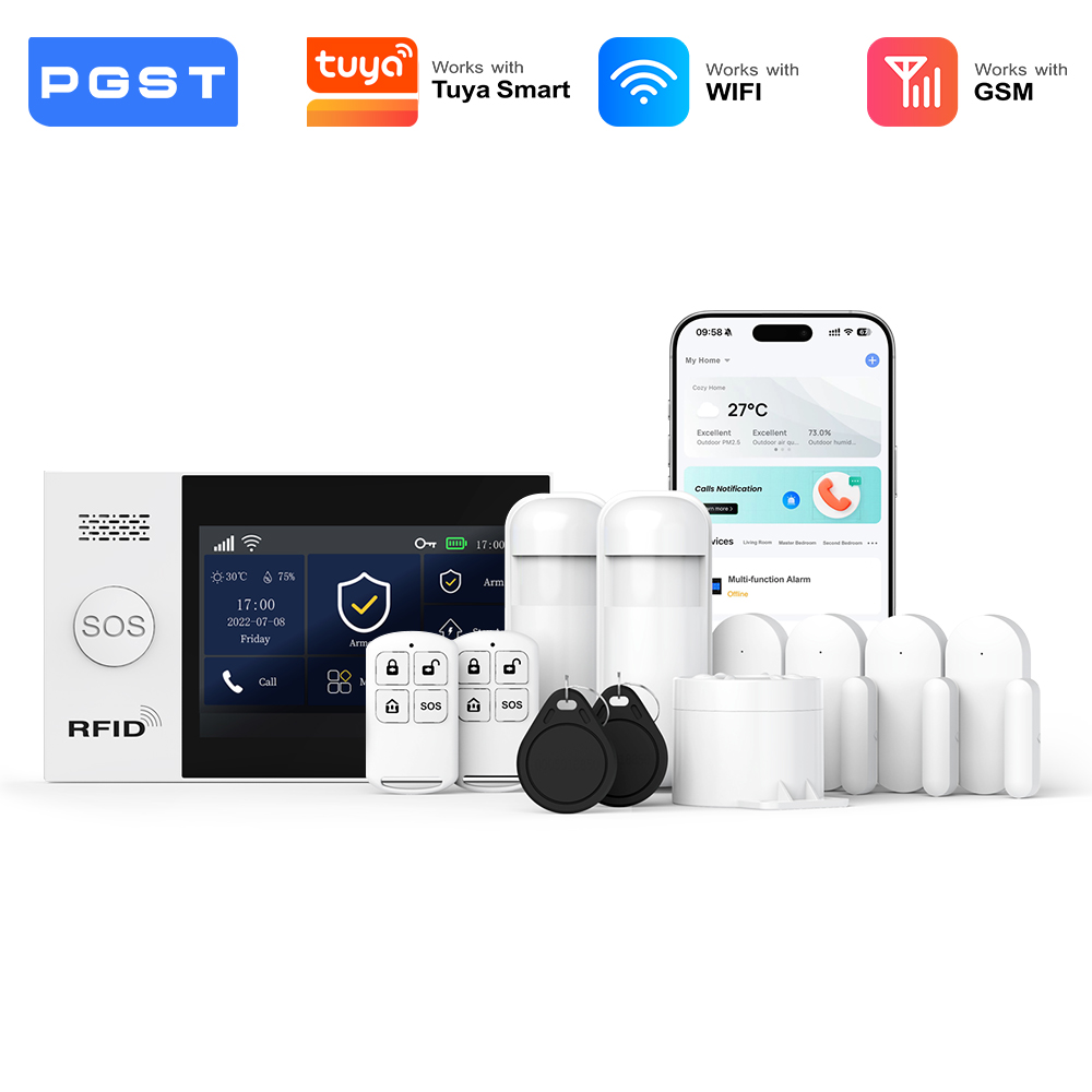 Smart Home Wiser - PGST 2G ชุดระบบเตือนภัยอินเตอร์เน็ตไร้สายระบบรักษาความปลอดภัย ระบบรักษาความปลอดภัยภายในบ้าน เซ็นเซอร์ตรวจจับความเคลื่อนไหว PIR