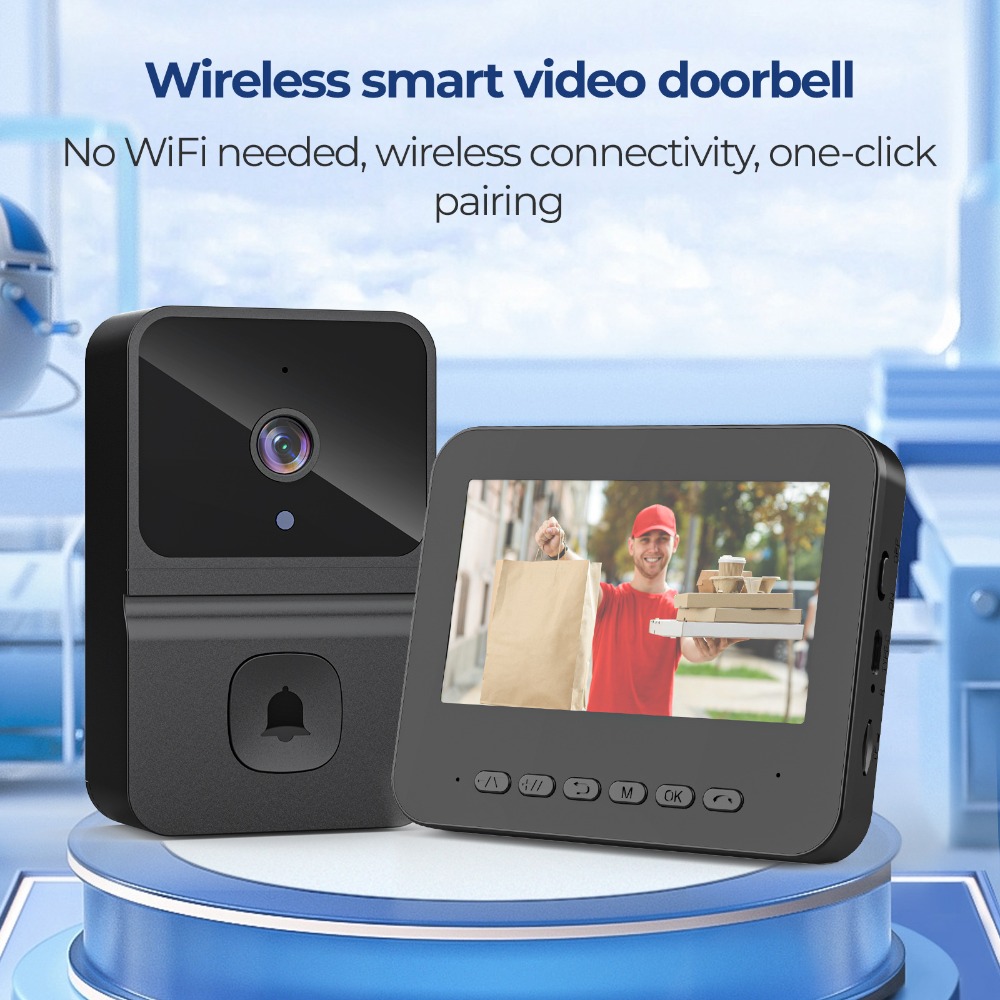 Smart Home Video - กริ่งประตูวิดีโออัจฉริยะไร้สาย หน้าจอแสดงผล 4.3 นิ้ว ระบบอินเตอร์คอมสองทางสำหรับบ้าน ระบบกริ่งประตูพร้อมภาพสำหรับอาคาร